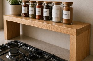 Small Space Kitchen Storage Shelf | Solid Oak Over Stove Organizer 10 Cm | Countertop Spice Rack | Compact Wooden Shelf - Etsy UK