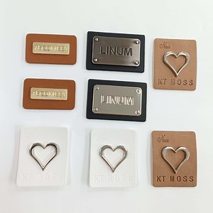 [Hot Item] Custom Letter Logo Debossed Printed Brown PU Leather Label