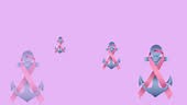 Animation of multiple pink ribbon anchor logo appearing on pink...