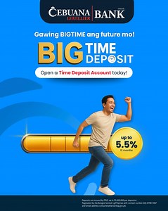 79 reactions · 17 comments | Magbukas na ng Time Deposit Account at mag-enjoy ng up to 5.5% interest rate sa loob ng 12 months! Visit any Cebuana Lhuillier Bank branch nationwide! For inquiries, you may reach us through:  Call: 0905 831 6292  Email: clbsaleschannels@pjlhuillier.com  Inquiry Form: https://wkf.ms/47dezIm #AllInAngSerbisyo #CebuanAmazingAngLife #BIGTIMEDeposit | Cebuana Lhuillier Bank | Facebook