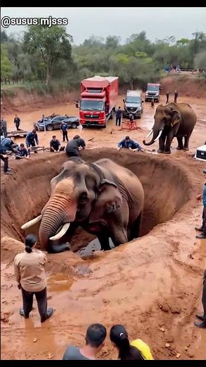 Dramatic Elephant Rescue from Deep Mud Pit