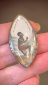 This historical treasure is an extraordinary example of abolitionist jewelry from the anti-slavery movement of the 18th & 19th centuries. In the article linked below, I take a deep dive into the origin of this imagery, the evolution of abolitionist jewelry, the other designs it inspired and - very importantly - the inherent problems of this imagery & its original creator when viewed through a modern perspective. This particular treasure is a miniature portrait in oil on ivory, originally a brooc