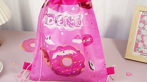 CC HOME 12Pcs Donut Drawstring Bags, Sweet Doughnut Cake Gift Candy Treat Bags, Dessert Donut Theme Party Favor Bags for Baby Shower Kids Girls Boys Birthday Party Decorations 10.6 x 13.4 inch