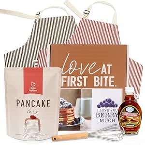 Crepe Delicious Pancake Gift Basket for Couples, Food Gifts, Newlyweds Romantic Breakfast Aprons Set, Bridal Shower, Anniversary Wedding Engagement, Easter, Valentine's Day, Him/her, Men Women