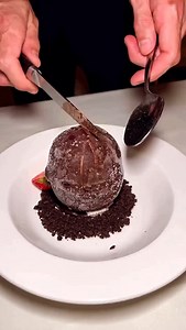 39 reactions | Tartufo  Chocolate covered vanilla and chocolate ice cream with a cherry center on a bed of cookie crumble! #icecream #asmr #tartufo : @foodyfetish | Ice Cream Bae | Facebook