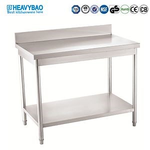 [Hot Item] Heavybao in Europe Durable Stainless Steel Round Tube Workbench with Backsplash