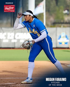 #Pac12SB Pitcher of the Week: Megan Faraimo, UCLA Softball 🐻 Full release ➡️ pac12.me/SB032723 #GoBruins | Rawlings Softball | Pac-12 Conference