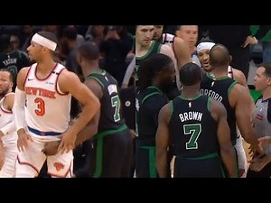 Jaylen Brown grabs Josh Hart by the nuts and they get heated 😳