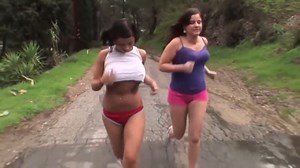 Bouncing boobs jogging