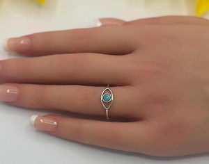 Oxidized Sterling Silver Turquoise Eye Ring - Fashion Thumb Ring - Etsy