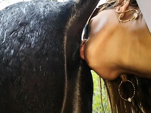 young hot woman licking donkeys asshole