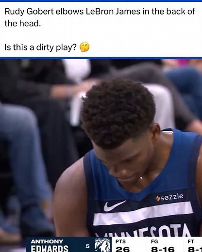 Rudy Gobert elbows LeBron James in the back of the head. | Ball Bound