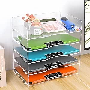 Durable Acrylic File Holder for Office and Home - Stackable File Trays, Mail,Paper Organizer