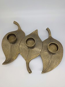 Vintage Triple Leaf Tea Light Candle Holder Bronze Gold - Etsy