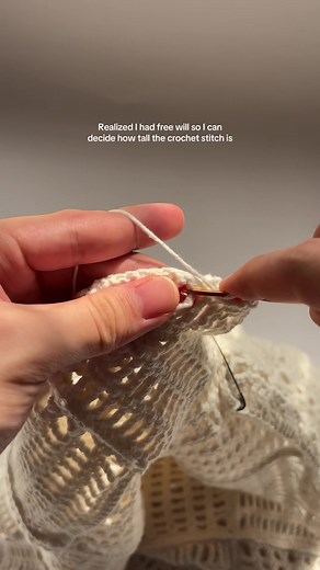 Recently just discovered that this is called a double treble crochet stitch When you learn how to crochet, you can decide how tall the crochet stitch is by wrapping your yarn around your hook as many times as you want and completeling the crochet stitch as usual. The more you loop the yarn around, the taller the stitch This stitch is featured in a crochet pattern I’ll be releasing soon #crochet #doubletreblecrochet #crochetersoftiktok