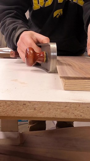 250K views · 579 reactions | Jointing two pieces of shop sawn veneer with a handplane. These joints should line up perfectly after a few swipes with the plane, and be ready to veneer onto the custom substrates for cabinet fronts. #woodworking #handtools #veneer #furnituremaker #process #technique #reels | Boundary Fog Furniture | Facebook