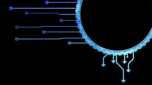 Download Glowing looping icon, modern technology, neon effect, black background for free