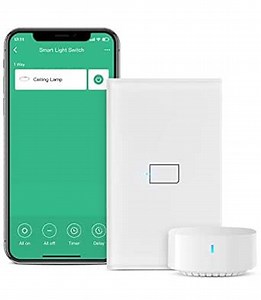 BroadLink Smart Light Switch, No Neutral Wire Required, Single Pole with App and Voice Control, 2-Gang Touch Timer Switch, Compatible with Alexa, Google Assistant, IFTTT, Siri Shortcuts, Hub Included