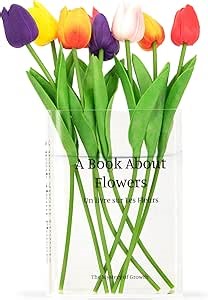 Transparent Book Vase for Flowers - Clear Acrylic Flowers Book Vase Aesthetic Room Decor - Decorative Acrylic Vase, Unique Home/Bedroom/Office Accent, A Book About Flowers
