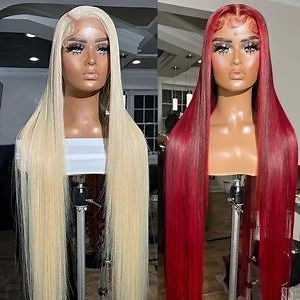 [Hot Item] Wholesale 613 40 Inch Long 180% 250% Glueless HD Lace Brazilian Human Hair Wigs Blonde Full Lace Front Human Hair Wigs