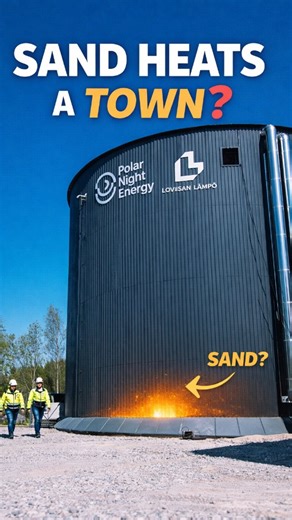 In southern Finland, a small town called Pornainen is using the world’s largest sand battery to store renewable energy as heat. This innovative system uses recycled soapstone sand to capture excess solar and wind energy, heating it and storing that heat for months. The battery is built with steel–insulation–steel layers to prevent heat loss, while closed-loop pipes run through the sand to move heat in and out. When heating is needed, cool air flows through the system, capturing the stored heat a