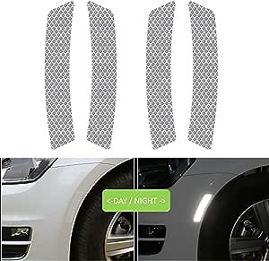 COSMOSS Reflective Safety Reflector Bumper Side Wheel Sticker Gray