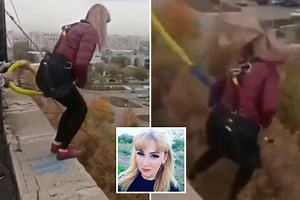 Moment mum falls 80ft to death in botched ‘free-flying’ jump with loose rope
