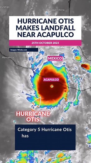 2.1K views | Hurricane Otis has made landfall near Acapulco, Mexico, as a category 5 storm. Sustained winds were 165mph and catastrophic damage is expected. #hurricaneotis #acapulco #mexico #weathernews | Liam Dutton | Facebook