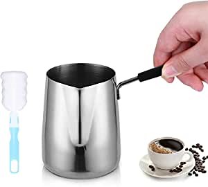 Turkish Coffee Pot,600ml Stainless Steel Turkish Coffee Maker Milk and Coffee Warmer Easy To Clean Chocolate and Butter