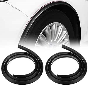 MACHSWON Car Trucks Wheel Fender Mudguard Extension Flares Protector Rubber Carbon Fiber Moulding Strip Trim 2pcs