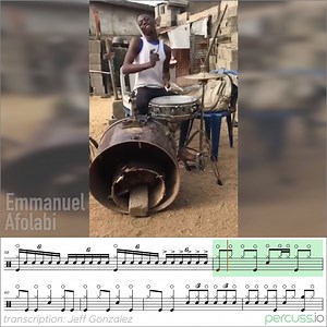 457K views · 12K reactions | Transcribed solo of drummer Emmanuel Afolabi from Lagos, Nigeria. Transcription by Jeff Gonzalez. | percuss.io | Facebook