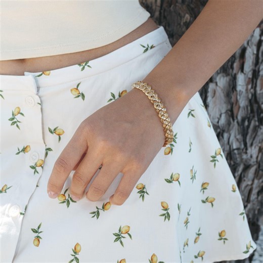 Dualis Cuban Link Chain Bracelet 14K Gold and Sterling Silver Reversible Adjustable Layered Design - Etsy