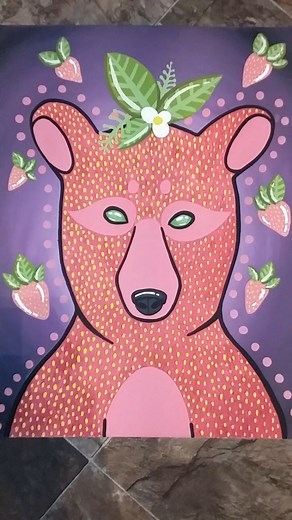 🍓sweet but dangerous🍓 . . . . . #art #painting #bear #weirdart #strawberry #fruit | Erica Trep