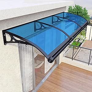 Awning for Door Entrance,Awnings for Doors,UPF 50+,Window Awnings Exterior,Aluminum Alloy Bracket,Polycarbonate Front Door Canopy for Sun Shutter,UV,Rain,Snow Protection