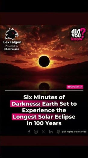 A rare total solar eclipse on August 2, 2027 for 6 minutes 23sec. #totalsolareclipse