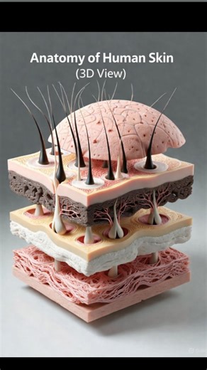 Medical Learners | Epidermis se leke Hypodermis tak – complete visual learning 🔬 Human skin ka 3D anatomical view jisme epidermis, dermis aur hypodermis... | Instagram