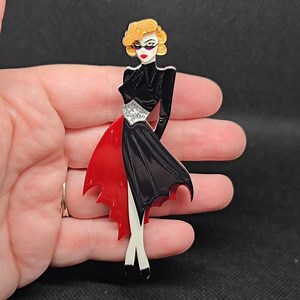 Vampire Lady Acrylic Brooch Halloween Layered Dracula Blonde Fashion - Etsy