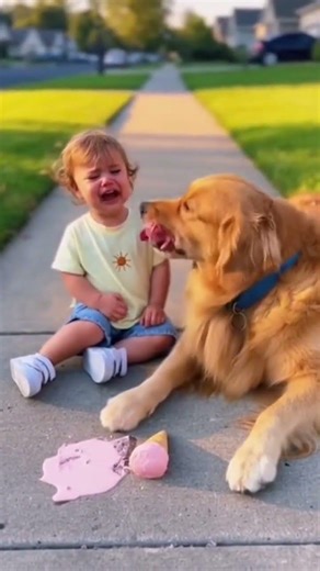 Golden Retriever Comforts Crying Toddler With the Sweetest Kiss #dogs #wholesome