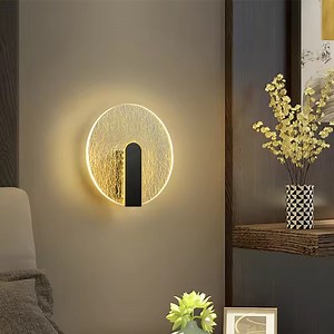 [Hot Item] Modern Minimalist Wall Light Bedroom Hotel Acrylic LED Wall Lamp Gold Round Dimmable Wall Bracket Light