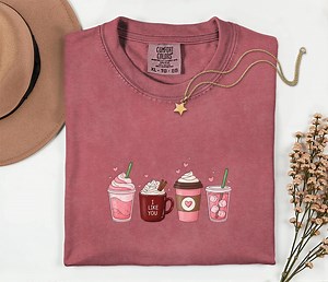 Jolie chemise amour de café, t-shirt café Saint-Valentin, t-shirt graphique boisson romantique, mug Je t'aime, idée cadeau petite amie - Etsy France