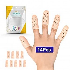 Gel Finger Cots, Finger Protectors with Hole, Breathable Finger Bandage, Finger Gloves, Silicone Finger Covers for Hand Eczema, Finger Cracking, Finger Arthritis, Trigger Finger, Latex Free - 14 PCS