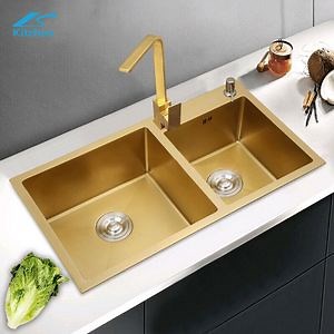 [Hot Item] Factory 201/304 Double Bowl Golden Sink Stainless Steel Kitchen Sink