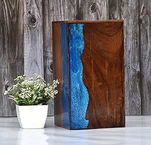 Resin and Rosewood Mix Cremation Urns for Human Ashes Adult Male/Female - Decorative Urns - Wooden Urns for Ashes - Burial Urns - Large Funeral Urns Box for Human Ashes. (11 x 6 x 6)