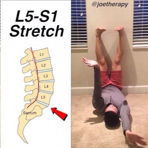 L5-S1 Spinal Decompression Stretch [ELDOA] - ☝️ELDOAs were created by Guy Voyer a French Osteopath and are postural self-normalizing techniques designed for widening the space within a chosen articulation! This is accomplished by creating fascial tension to fix the vertebra below and contraction in extreme range to normalize the vertebra above the targeted disc - Here's how to perform the ELDOA for L5-S1! - 1️⃣ Start by bringing your SITS bones (butt bones) onto the wall! 2️⃣ Feet will be hips w