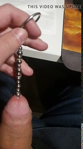 Penetrating my dick with beaded sound