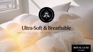 Goose Feather Down Fiber Comforter - Queen Size Duvet Insert, 100% Cotton Cover All Season Comforter Ultra Soft Luxurious Hotel Bedding, 88”x88”