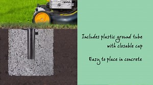 Brabantia 40m Essential Rotary Washing Line (Metallic Grey) Collapsible Umbrella System, 4 Arm Outdoor Clothes Dryer + 35mm Plastic Ground Tube