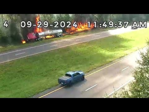 [FATAL] Florida: Tanker Truck Burst Into Flames After Drifting Off Interstate Into Row Of Trees