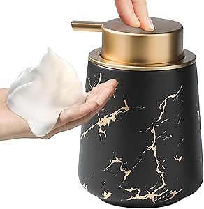 Simcat Foaming and Lotion Hand Soap Dispenser, Refillable Liquid Ceramic Hand Bottle for Kitchen Dishwasher Soap Dispenser (Black)