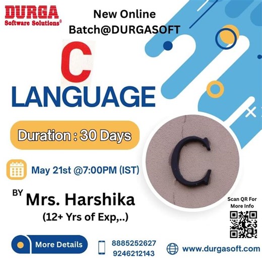 🚀 New Online Batch @DURGASOFT – C Language